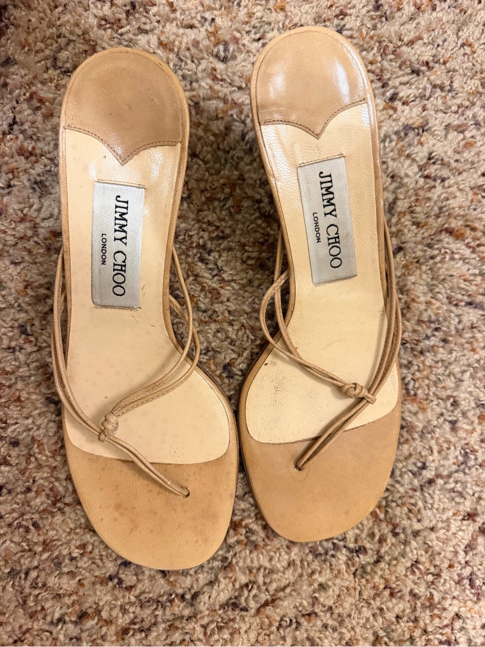 Jimmy Choo Leather Knot Thong Heels